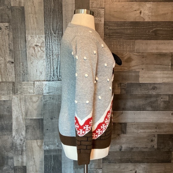 Santa Chimney ugly Christmas sweater small kidcore holiday party snow winter - Picture 10 of 12